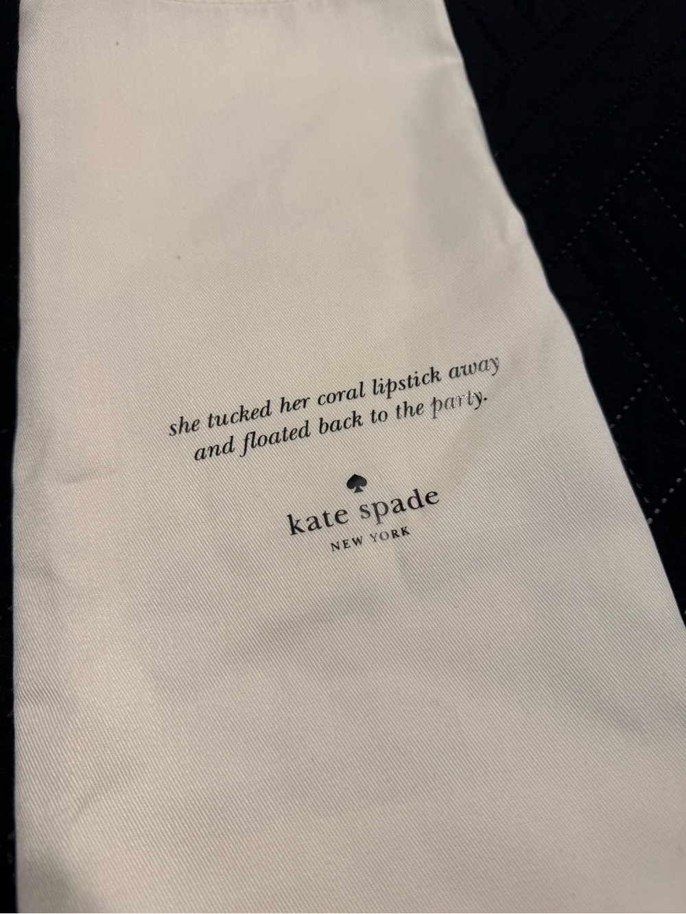 kate spade White Fabric Dust Bag with Black Logo